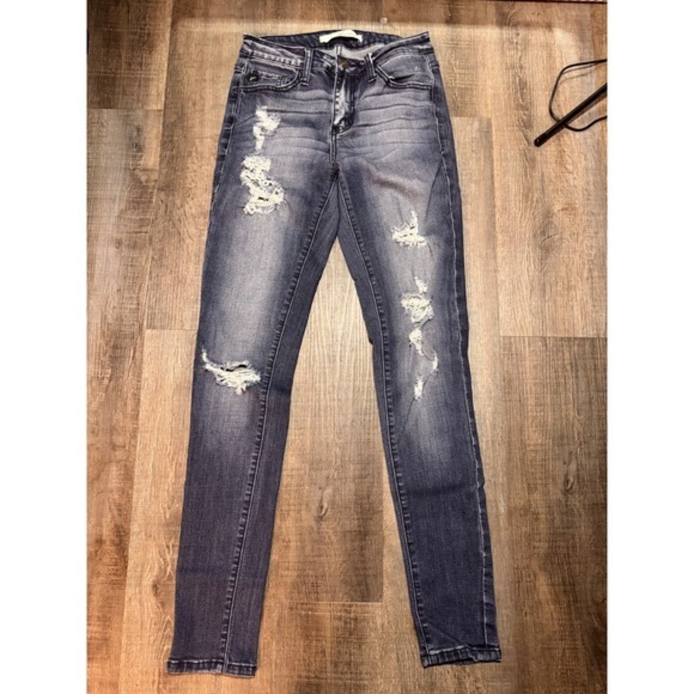 KanCan Distressed Skinny Jeans Dark Wash Faded Ripped Denim KC5094D Womens 1 24